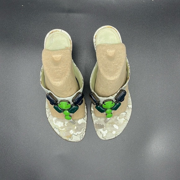 PRADA Sz 36.5 EU/ 6 US Silver & Green Kitten Heels - Picture 2 of 14